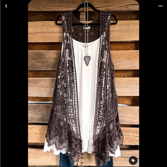 Chico's Lace Novelty Vest Mountain Pine Sz 0 S/4 EUC - Picture 12 of 14